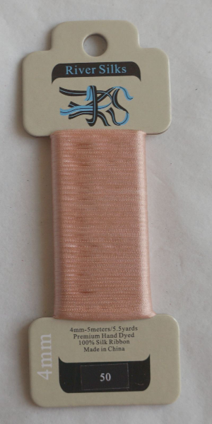 River Silks Ribbon 4mm Color 50 Coral Pink 5.5 Yards